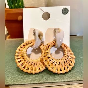 NEW FOREVER 21 Rattan and Marble Hoop Earrings